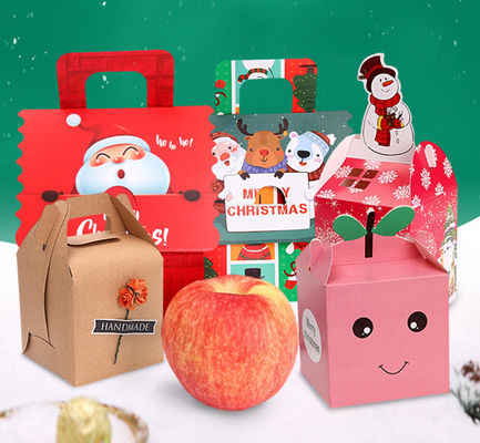 Ecoのハンドルが付いている友好的なクリスマスのギフトCMYKキャンデーの包装箱